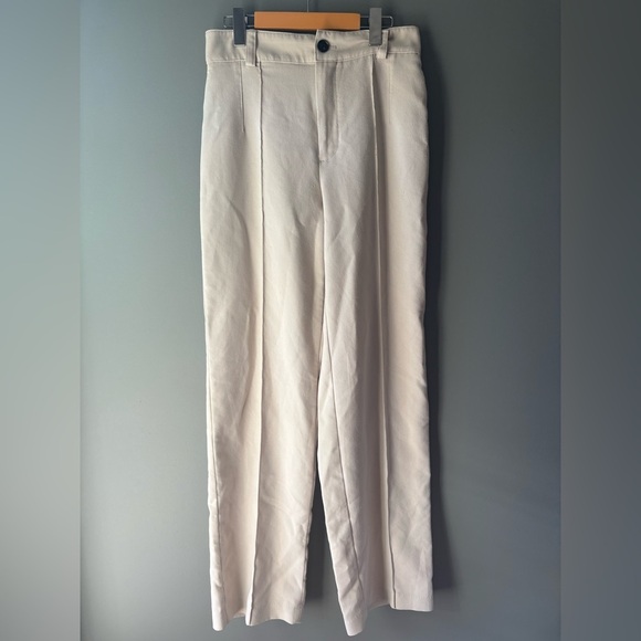 Zara size M, pleated cream dress pants, straight leg. 15” waist - Picture 2 of 8
